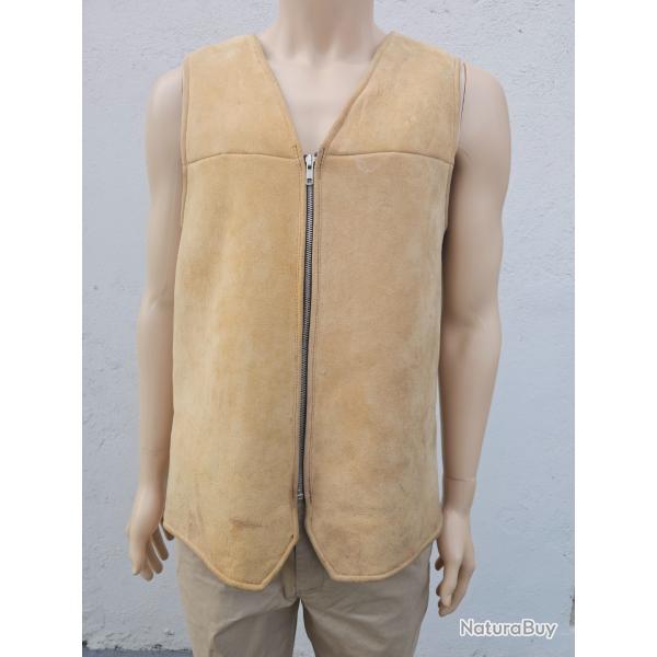 Veste sans manche en peau, int�rieur fourr�e