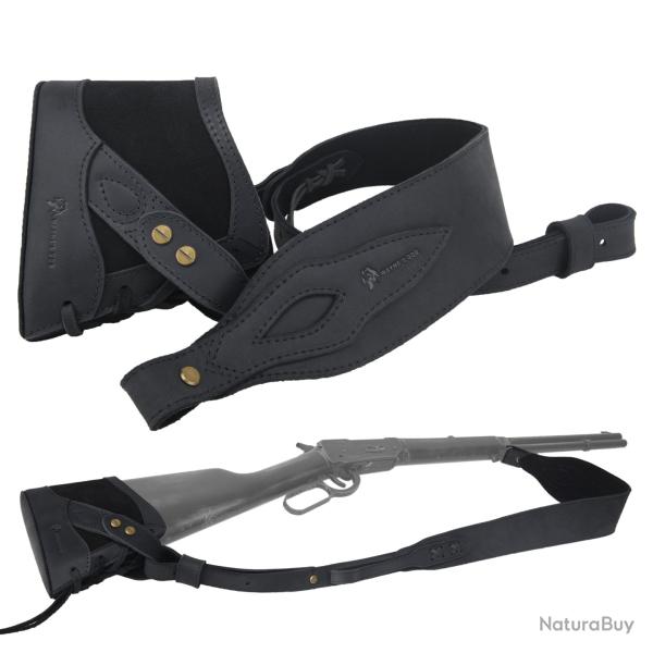 Sangle de fusil de chasse entirement en cuir --* NOIR  LIVRAISON GRATUITE !!!