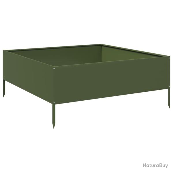 Jardini�re bac lit sur�lev� plantes fleurs terrasse jardin de jardin olive 100 x 100 x 25 cm acier