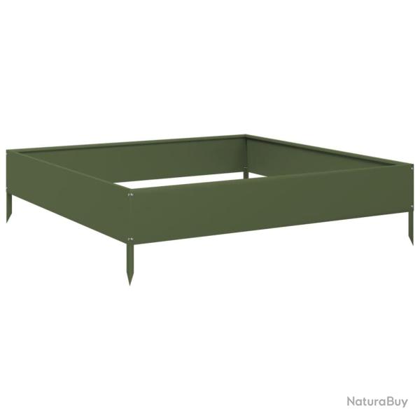 Jardini�re bac lit sur�lev� plantes fleurs terrasse jardin de jardin olive 100 x 100 x 26 cm acier