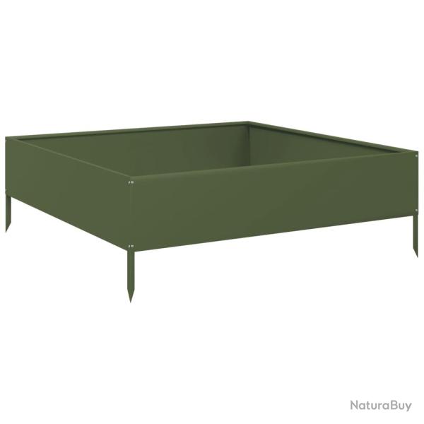 Jardini�re bac lit sur�lev� plantes fleurs terrasse jardin de jardin olive 100 x 100 x 33,5 cm acie