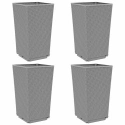 Jardini&egrave;re bac lit sur&eacute;lev&eacute; plantes fleurs jardin terrasses lot de 4 clair 32,5 x 32,5 x 57 cm poly