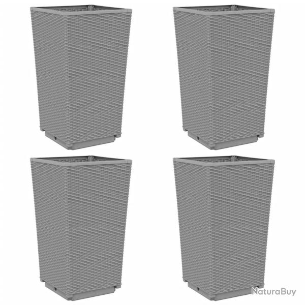 Jardini�re bac lit sur�lev� plantes fleurs jardin terrasses lot de 4 clair 32,5 x 32,5 x 57 cm poly