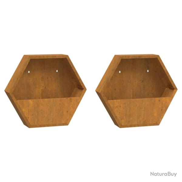 Jardini�re bac lit sur�lev� plantes fleurs jardin terrasses murales lot de 2 Rouill� acier corten 4