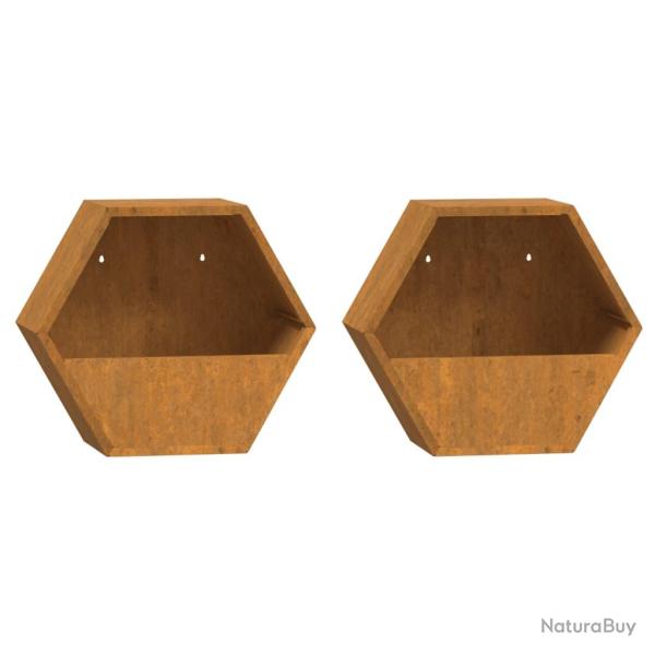 Jardini�re bac lit sur�lev� plantes fleurs jardin terrasses murales lot de 2 Rouill� acier corten 3