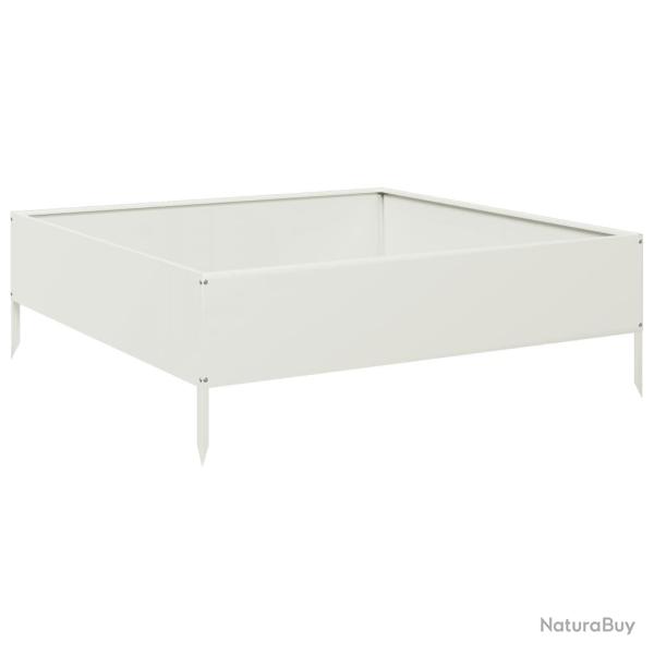 Jardini�re bac lit sur�lev� plantes fleurs terrasse jardin de jardin 100 x 100 x 33,5 cm acier blan