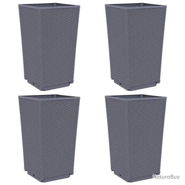 Jardini�re bac lit sur�lev� plantes fleurs jardin terrasses lot de 4 32,5 x 32,5 x 57 cm PP gris 02