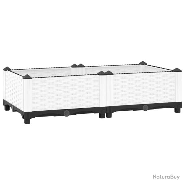 Jardini�re bac lit sur�lev� plantes fleurs terrasse jardin 80 x 40 x 23 cm polypropyl�ne blanc 02_0