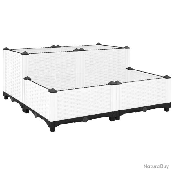 Jardini�re bac lit sur�lev� plantes fleurs terrasse jardin 80 x 80 x 38 cm polypropyl�ne gris 02_00