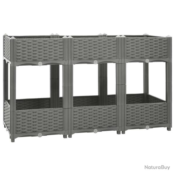 Jardini�re bac lit sur�lev� plantes fleurs terrasse jardin 120 x 40 x 71 cm polypropyl�ne gris 02_0