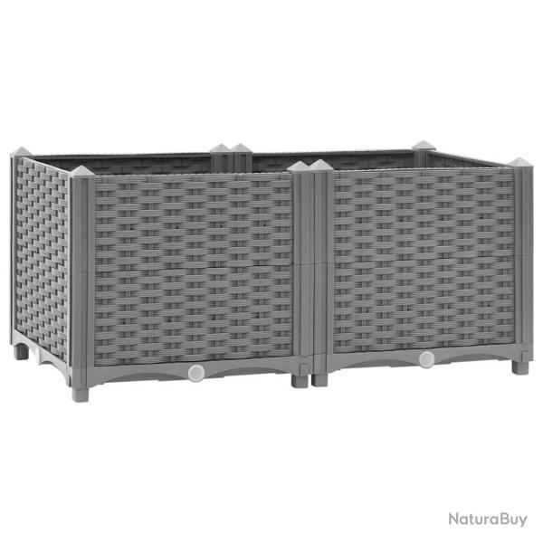 Jardini�re bac lit sur�lev� plantes fleurs terrasse jardin 80 x 40 x 38 cm polypropyl�ne gris 02_00