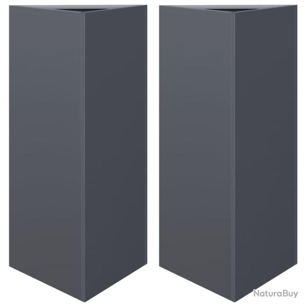 Jardini�re bac lit sur�lev� plantes fleurs jardin terrasses lot de 2 triangulaire 40 x 34,5 x 70 cm