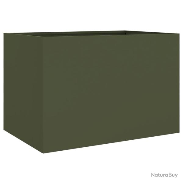 Jardini�re bac lit sur�lev� plantes fleurs terrasse jardin olive 62 x 47 x 46 cm acier vert 02_0038