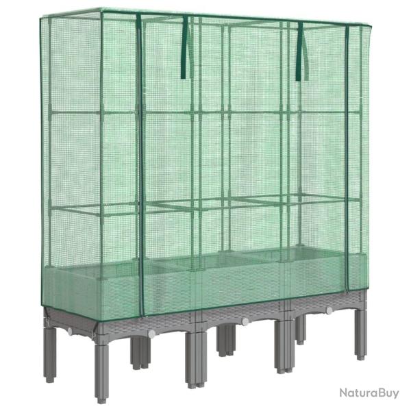 Jardini�re bac lit sur�lev� plantes fleurs terrasse jardin sur�lev�e avec housse aspect rotin 120 x