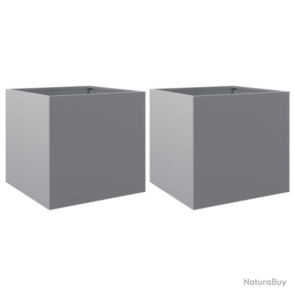 Jardinire bac lit surlev plantes fleurs jardin terrasses lot de 2 argent 49 x 47 x 46 cm acier