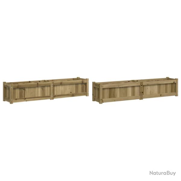 Jardini�re bac lit sur�lev� plantes fleurs jardin terrasses lot de 2 bois de pin impr�gn� marron 02