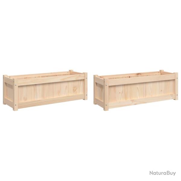 Jardini�re bac lit sur�lev� plantes fleurs jardin terrasses lot de 2 bois de pin massif marron 02_0