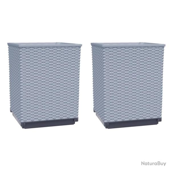 Jardini�re bac lit sur�lev� plantes fleurs jardin terrasses lot de 2 clair 30 x 30 x 37 cm polyprop