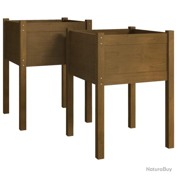 Jardini�re bac lit sur�lev� plantes fleurs jardin terrasses lot de 2 50 x 50 x 70 cm bois de pin ma