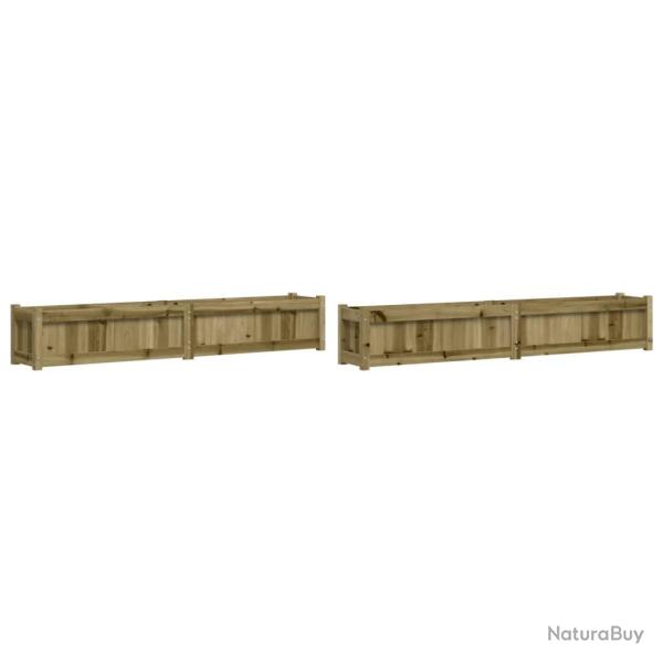 Jardini�re bac lit sur�lev� plantes fleurs jardin terrasses lot de 2 bois de pin impr�gn� marron 02