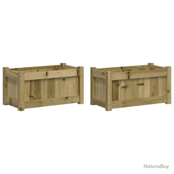 Jardini�re bac lit sur�lev� plantes fleurs jardin terrasses lot de 2 bois de pin impr�gn� marron 02