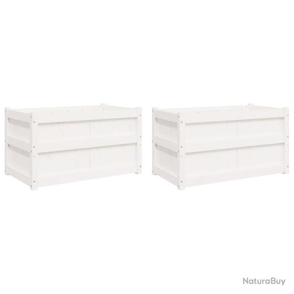 Jardini�re bac lit sur�lev� plantes fleurs jardin terrasses lot de 2 bois de pin massif blanc 02_00