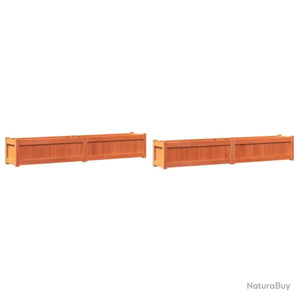 Jardini�re bac lit sur�lev� plantes fleurs jardin terrasses lot de 2 cire bois de pin massif marron