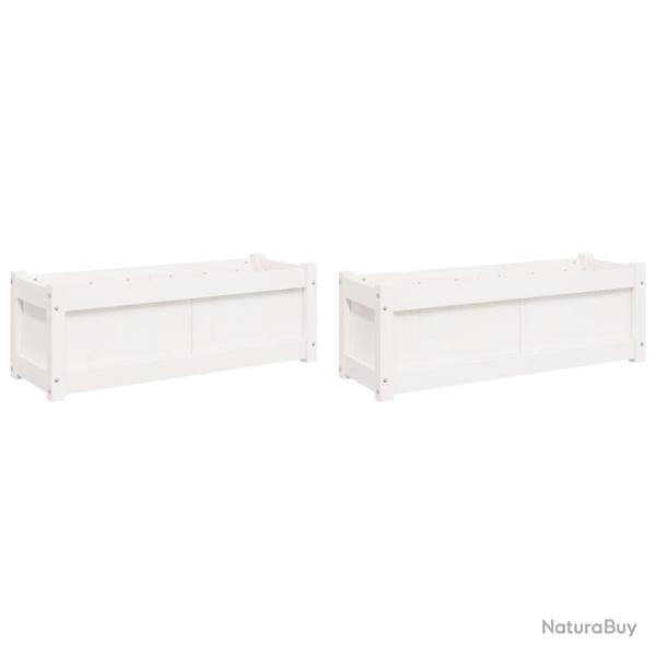 Jardini�re bac lit sur�lev� plantes fleurs jardin terrasses lot de 2 bois de pin massif blanc 02_00