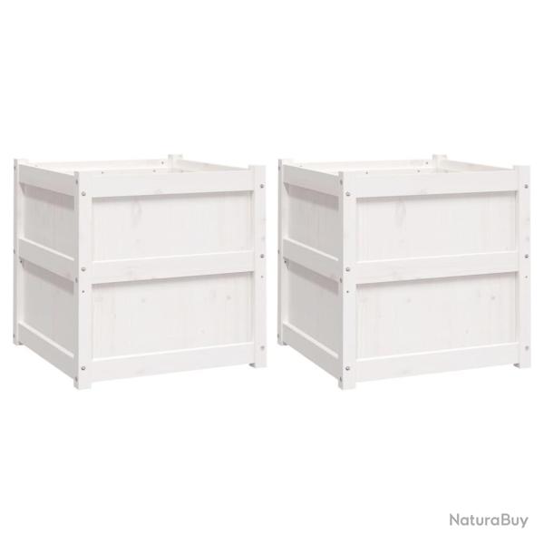 Jardini�re bac lit sur�lev� plantes fleurs jardin terrasses lot de 2 bois de pin massif blanc 02_00
