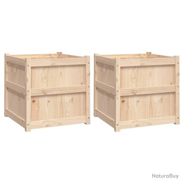 Jardini�re bac lit sur�lev� plantes fleurs jardin terrasses lot de 2 bois de pin massif marron 02_0