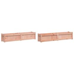 Jardini&egrave;re bac lit sur&eacute;lev&eacute; plantes fleurs jardin terrasses lot de 2 bois massif douglas marron 02_