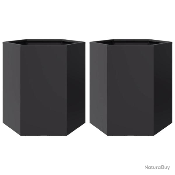 Jardini�re bac lit sur�lev� plantes fleurs jardin terrasses lot de 2 hexagone 46 x 40 x 45 cm acier