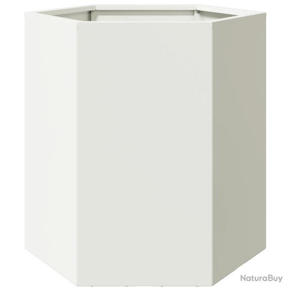 Jardini�re bac lit sur�lev� plantes fleurs terrasse jardin hexagone 46 x 40 x 45 cm acier blanc 02_