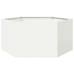 Jardini&egrave;re bac lit sur&eacute;lev&eacute; plantes fleurs terrasse jardin hexagone 104 x 90 x 45 cm acier blanc 02