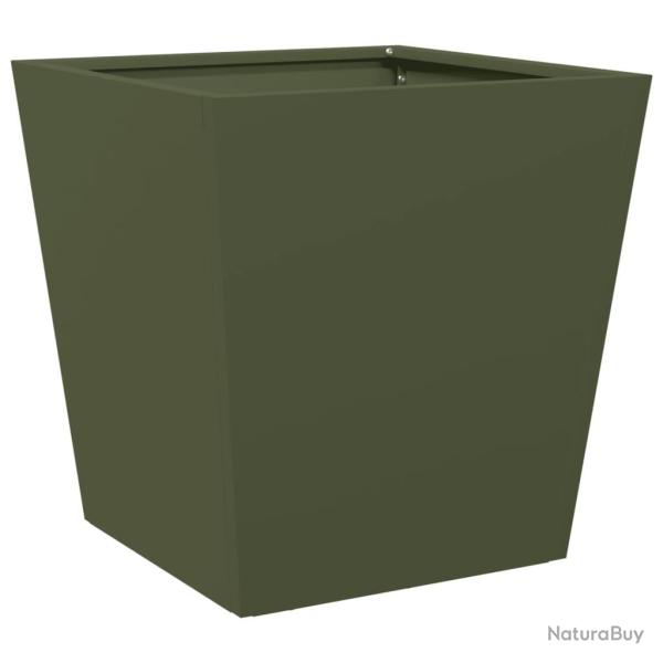 Jardini�re bac lit sur�lev� plantes fleurs terrasse jardin olive 40 x 40 x 40 cm acier vert 02_0038