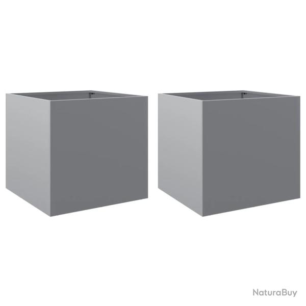 Jardini�re bac lit sur�lev� plantes fleurs jardin terrasses lot de 2 argent� 42 x 40 x 39 cm acier
