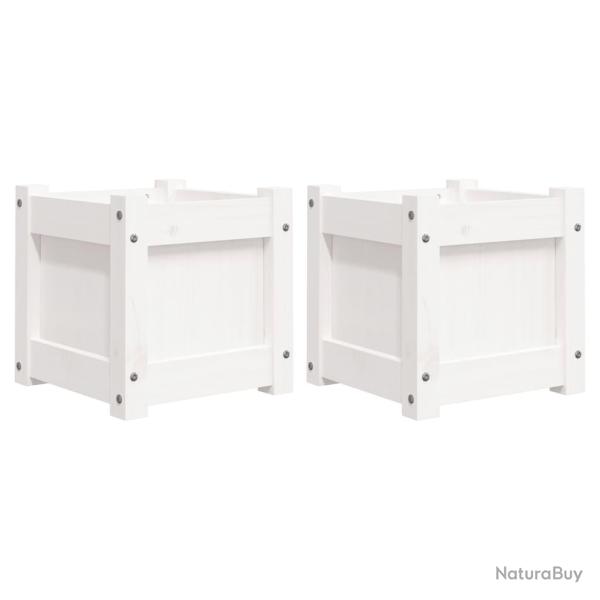 Jardini�re bac lit sur�lev� plantes fleurs jardin terrasses lot de 2 bois de pin massif blanc 02_00