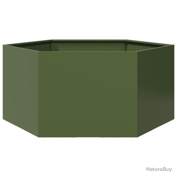 Jardini�re bac lit sur�lev� plantes fleurs terrasse jardin olive hexagone 104 x 90 x 45 cm acier ve
