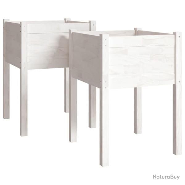 Jardini�re bac lit sur�lev� plantes fleurs jardin terrasses lot de 2 50 x 50 x 70 cm bois de pin ma