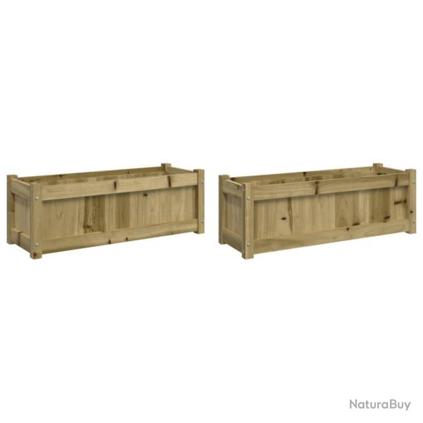 Jardini�re bac lit sur�lev� plantes fleurs jardin terrasses lot de 2 bois de pin impr�gn� marron 02