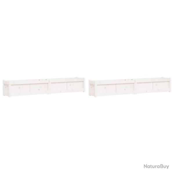 Jardini�re bac lit sur�lev� plantes fleurs jardin terrasses lot de 2 bois de pin massif blanc 02_00