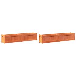 Jardini&egrave;re bac lit sur&eacute;lev&eacute; plantes fleurs jardin terrasses lot de 2 cire bois de pin massif marron