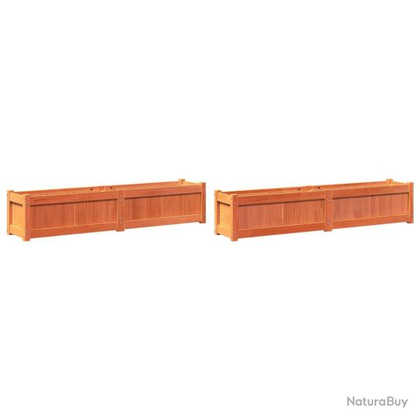 Jardini�re bac lit sur�lev� plantes fleurs jardin terrasses lot de 2 cire bois de pin massif marron