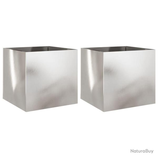 Jardini�re bac lit sur�lev� plantes fleurs jardin terrasses lot de 2 argent� 49 x 47 x 46 cm acier