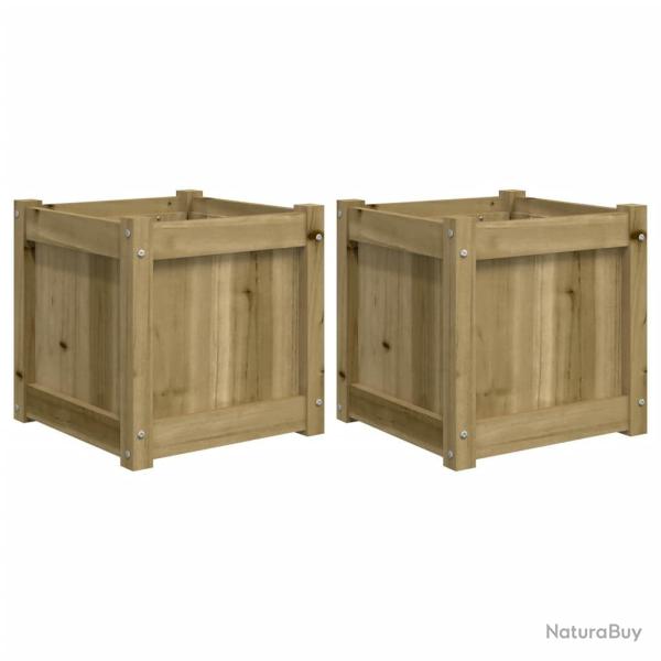 Jardini�re bac lit sur�lev� plantes fleurs jardin terrasses lot de 2 bois de pin impr�gn� marron 02