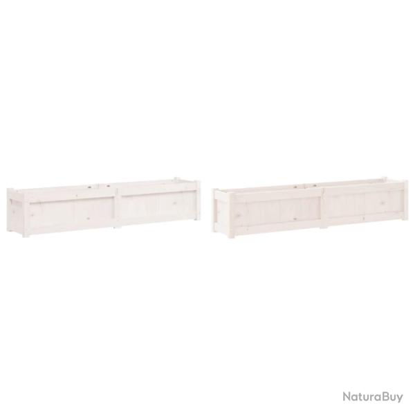 Jardini�re bac lit sur�lev� plantes fleurs jardin terrasses lot de 2 bois de pin massif blanc 02_00