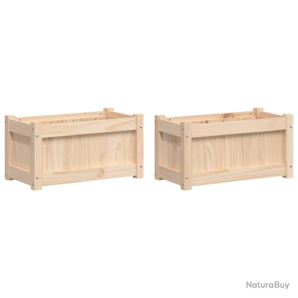 Jardini�re bac lit sur�lev� plantes fleurs jardin terrasses lot de 2 bois de pin massif marron 02_0