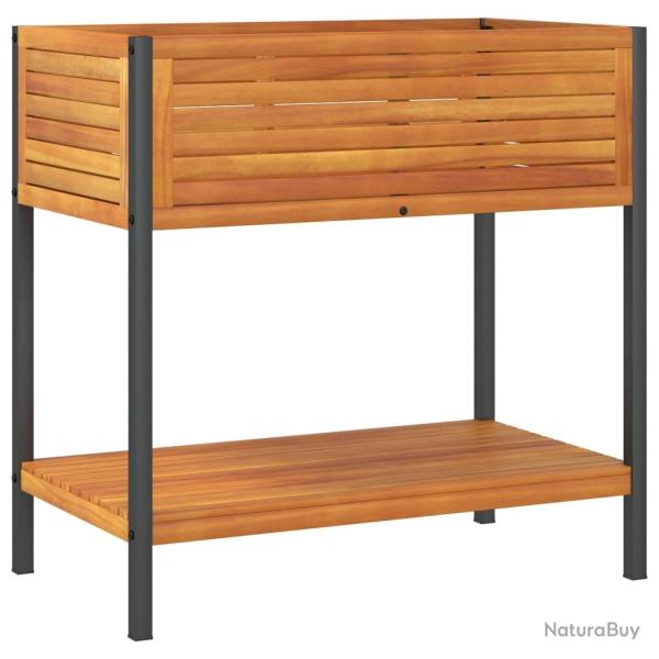Jardini�re bac lit sur�lev� plantes fleurs terrasse jardin et �tag�re 80 x 45 x 80 cm bois massif d