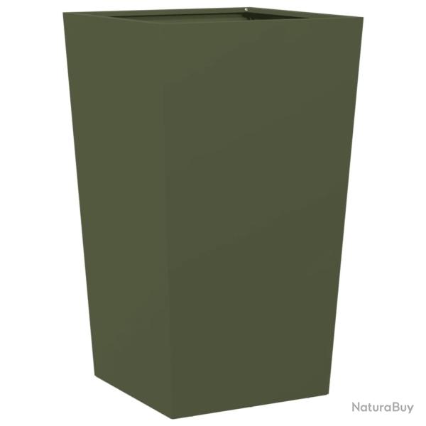 Jardini�re bac lit sur�lev� plantes fleurs terrasse jardin olive 45 x 45 x 75 cm acier vert 02_0038