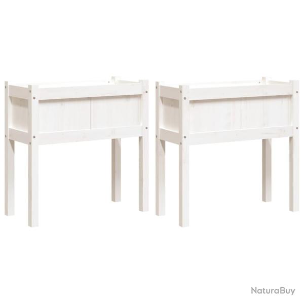 Jardini�re bac lit sur�lev� plantes fleurs jardin terrasses lot de 2 avec pieds bois de pin massif